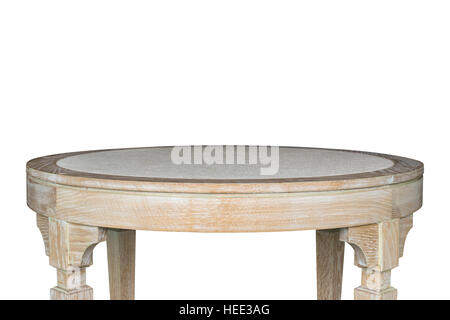 Empty top of wooden table or counter isolated on white background. For product display Stock Photo