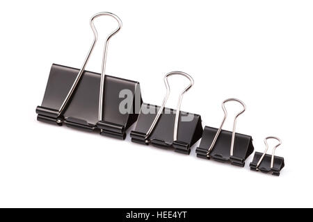 Close up black Paper clip isolated on white background Stock Photo