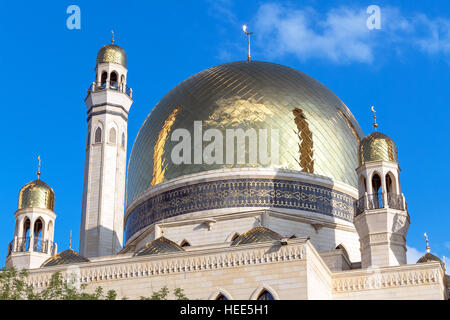 Muslim mosque on blue sky background.Beautiful muslim 