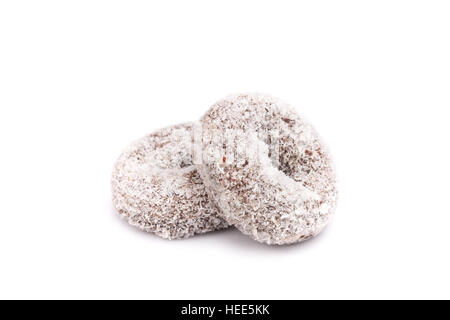 Donut with white coconut isolated on white background Stock Photo