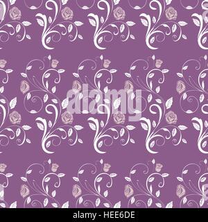 Retro seamless pattern branches roses. Vector illustration. Stock Vector