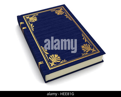 3d illustration of blue ancient book over white background Stock Photo