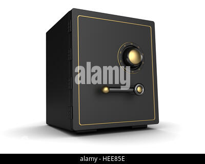 3d illustration of black safe over white background Stock Photo