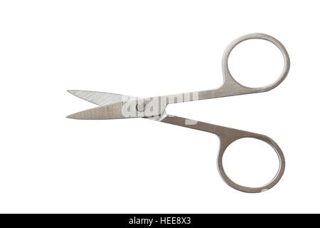 Close up stainless steel scissor isolated on white background Stock Photo