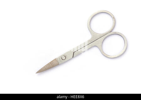 Close up stainless steel scissor isolated on white background Stock Photo