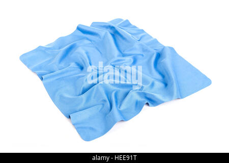 New blue microfiber cloth isolated on white background Stock Photo