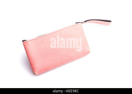 Close up color womens leather purse isolated on white background Stock Photo