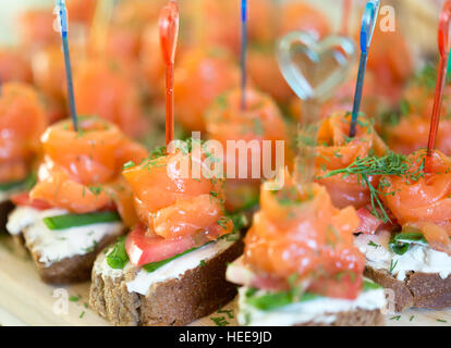 canapes with red fish Stock Photo