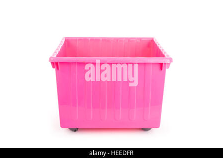 Empty pink plastic box isolated on white background Stock Photo