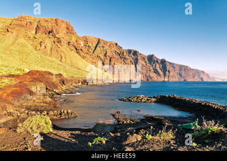 View of sea and cliffs near a Punto Teno lighthouse.Tenerife. Canary Islands. Spain Stock Photo