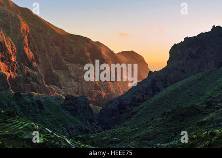 Stunning views of the sunset over the mountains. Tenerife, Canary Islands. Spain Stock Photo