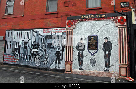 Belfast Unionist, Loyalist Murals,a UVF roadblock at Donaghadee April 24th 1914 gunrunning Stock Photo