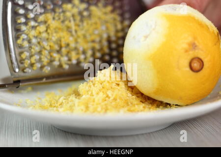 Lemon rind. Making Filo Pastry Topped Apple Pie Series. Stock Photo