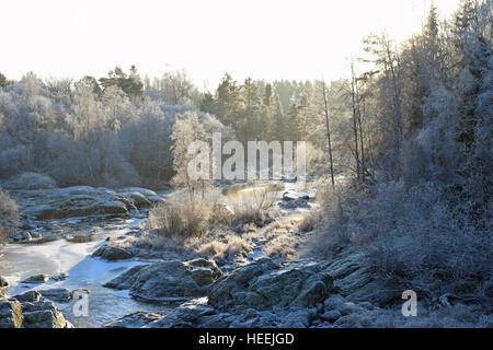 Beautiful landscape on Finland countryside on December. Stock Photo