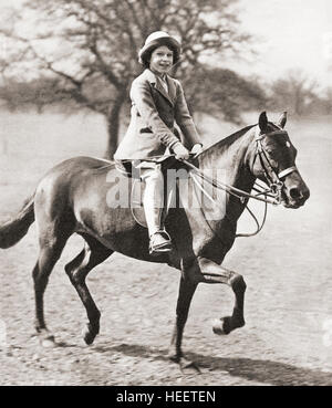 Princess Elizabeth, future Queen Elizabeth II, seen here riding her horse in Windsor Great Park,   Elizabeth II, 1926 - 2022.  Queen of the United Kingdom, Canada, Australia and New Zealand. Stock Photo