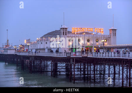 Brighton's Palace Pier at dusk Stock Photo