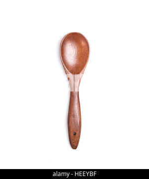 Big cooking wooden spoon ladle isolated on white background Stock Photo