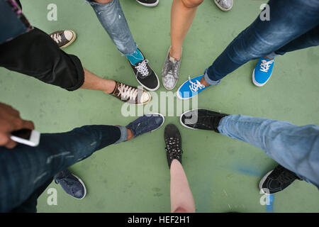 Human Leg Assemble Unite Togetherness Aerial View Concept Stock Photo