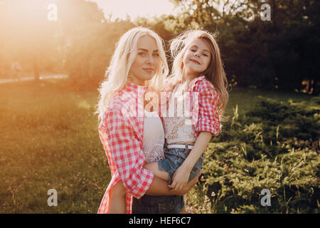 young family mother and daughter Stock Photo