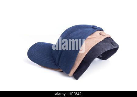 Close up set new baseball hat isolated on white background Stock Photo