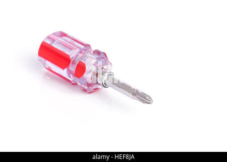 Close up short screwdriver isolated on white background Stock Photo