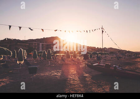 Sunset at the Silvi marina beach, Italy Stock Photo