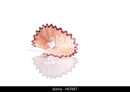 Close up color pencil shaving isolated on white background Stock Photo