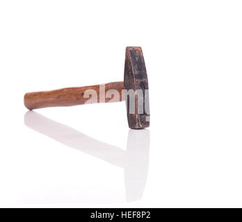 Close up old rusty hammer isolated on white background Stock Photo