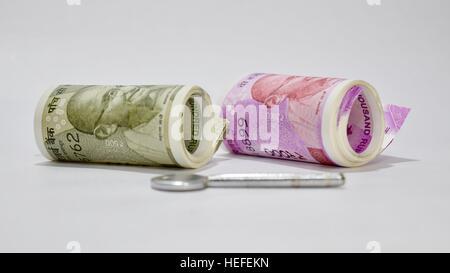 Close-up view of New indian paper currency Stock Photo