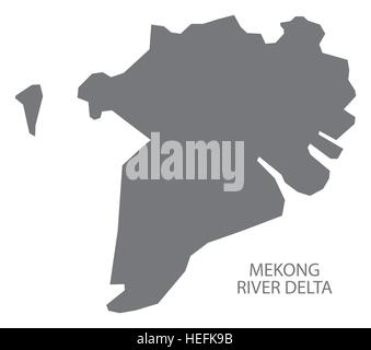 Mekong River Delta Vietnam Map in grey Stock Vector
