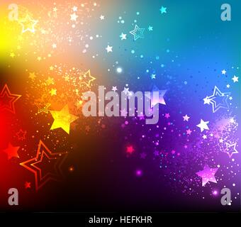 rainbow background with colorful stars. Stock Vector