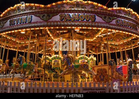 Merry-go-round in Winter Wonderland, a Christmas fair in London Stock Photo