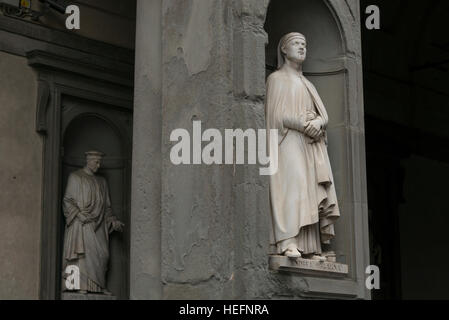 Statues on wall at Piazza della Signoria, Florence, Tuscany, Italy Stock Photo