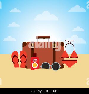 travel holidays flat line icons vector illustration design Stock Vector