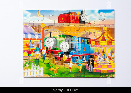 Thomas & Friends jigsaw puzzle, one of 4 tell-a-story puzzles by Ravensburger isolated on white background Stock Photo