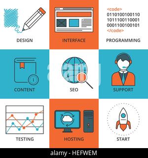 Vector illustration of a set linear icons Stock Vector