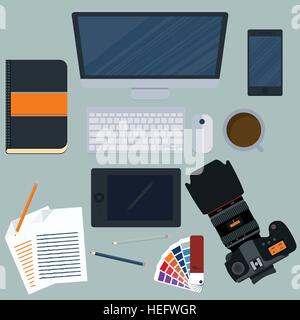 Vector illustration of a workplace designer Stock Vector