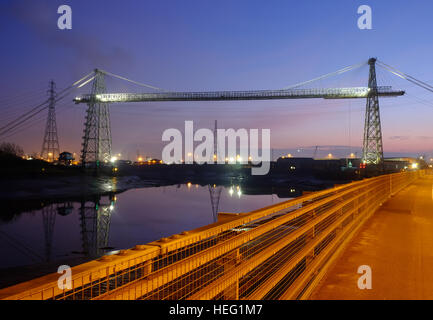 Newport Transporter Bridge in South Wales, photographed at night Stock Photo