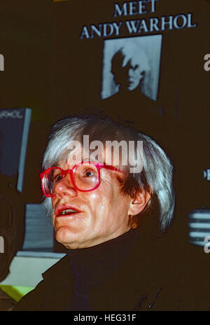 Washington, DC., USA, November, 1985 Andy Warhol at book signing  Credit: Mark Reinstein Stock Photo