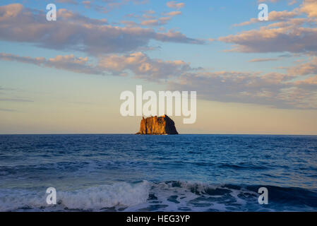 Cliff island Strombolicchio, Stromboli, Aeolian Islands, Italy Stock Photo