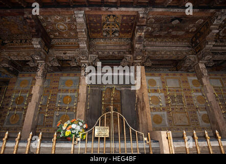 Holy shrine in Sri Dalada Maligawa or Temple of the Sacred Tooth Relic, Buddhist sanctuary, Kandy, Central Province, Sri Lanka Stock Photo