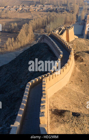 Western confine of the Great Wall at Jiayuguan, Gansu province, China, Asia Stock Photo