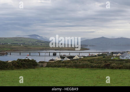 Early morning view across the channel between Portmagee and Valentia Island. Stock Photo