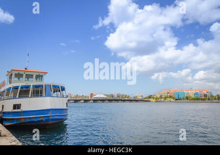 Curacao, Caribbean - october 2, 2012: View of Willemstad in Curacao. The city center, with its unique architecture and harbour entry, has been designa Stock Photo