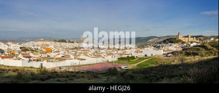 Panoramic view of Andalusian village of Antequera, province of Malaga, Andalusia, Spain. Stock Photo