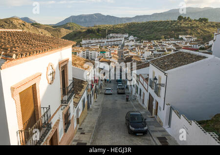 Aerial view of a street in the white village of Antequera, Andalusia, Spain. Stock Photo
