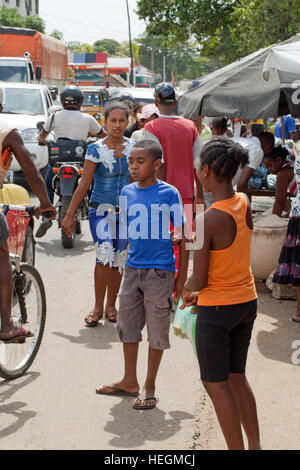 Young people. Roadside Market. Sambava. Madagascar. Stock Photo