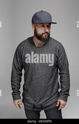 The young man in the studio.Man with a beard.Funny man with a beard Stock Photo