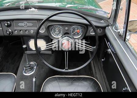 Green MG MGB convertible classic sports car action shot Stock Photo
