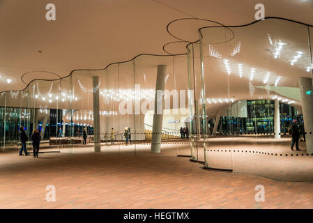 Interior of the Elbphilharmonie concert hall and the viewing platform ...